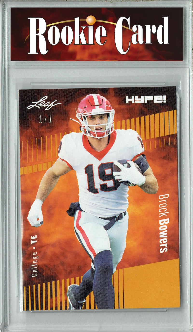 Brock Bowers Rookie Card Las Vegas Football Trading Card 2023 Leaf HYPE! #104 Gold Blank Back 1/1  Certified Mint+