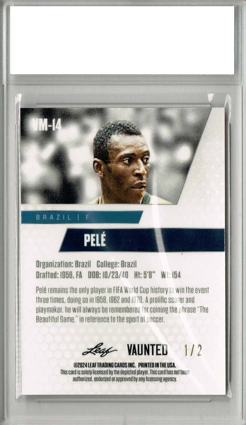 Pele 2024 Leaf Vaunted Metal #VM-14 Red #1 of 2 Made Rare Trading Card PGI 10