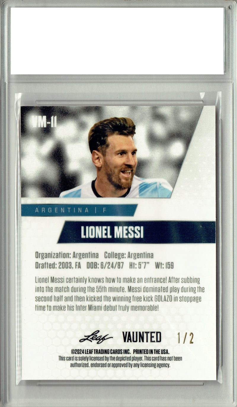 Certified Mint+ Lionel Messi 2024 Leaf Vaunted Metal #VM-11 Red #1 of 2  Made Rare Trading Card Argentina
