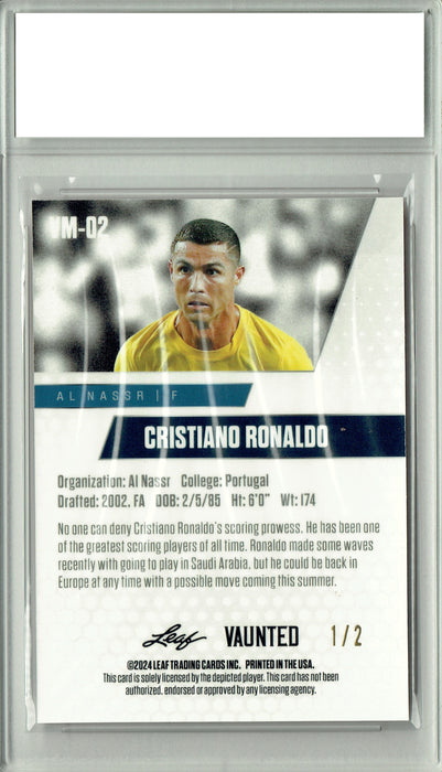 Cristiano Ronaldo 2024 Leaf Vaunted Metal #VM-02 Red #1 of 2 Made Rare Trading Card PGI 10