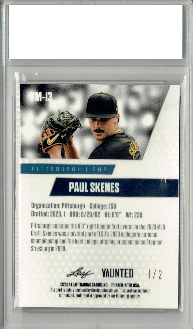 Paul Skenes 2024 Leaf Vaunted Metal #VM-13 Red Only 2 Made Rookie Card PGI 10