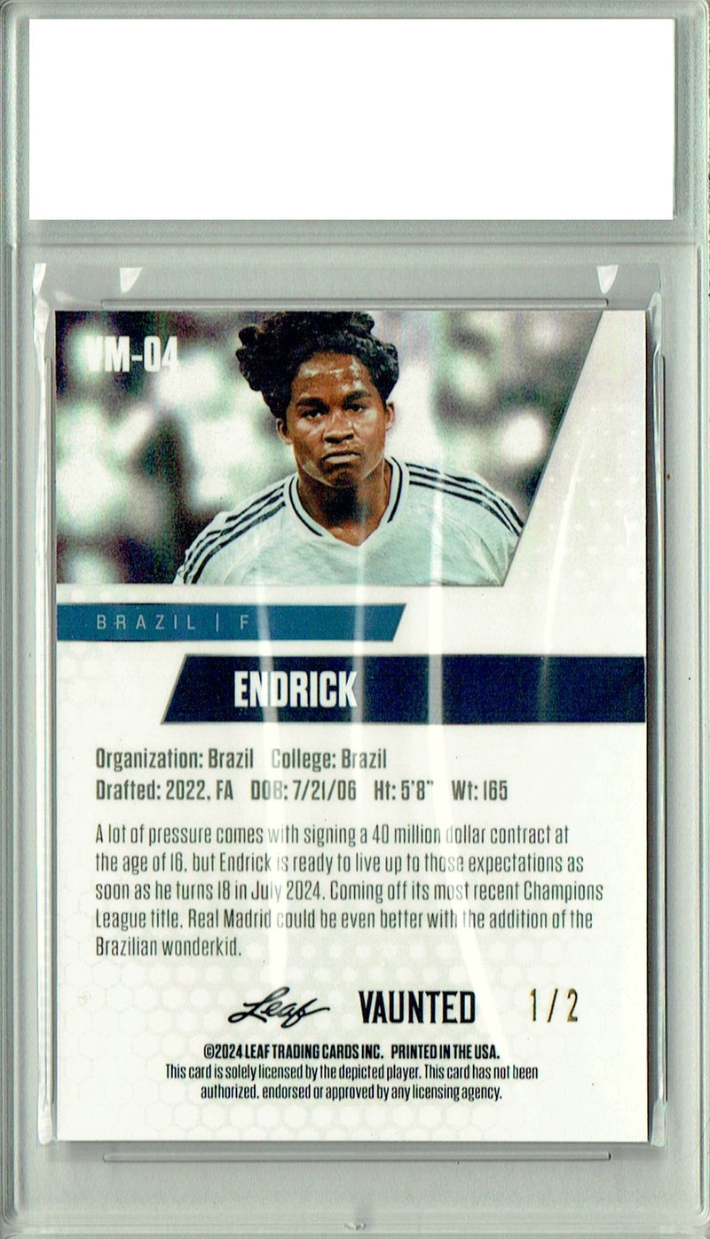 Endrick 2024 Leaf Vaunted Metal #VM-04 Red #1 of 2 Made Rookie Card PGI 10