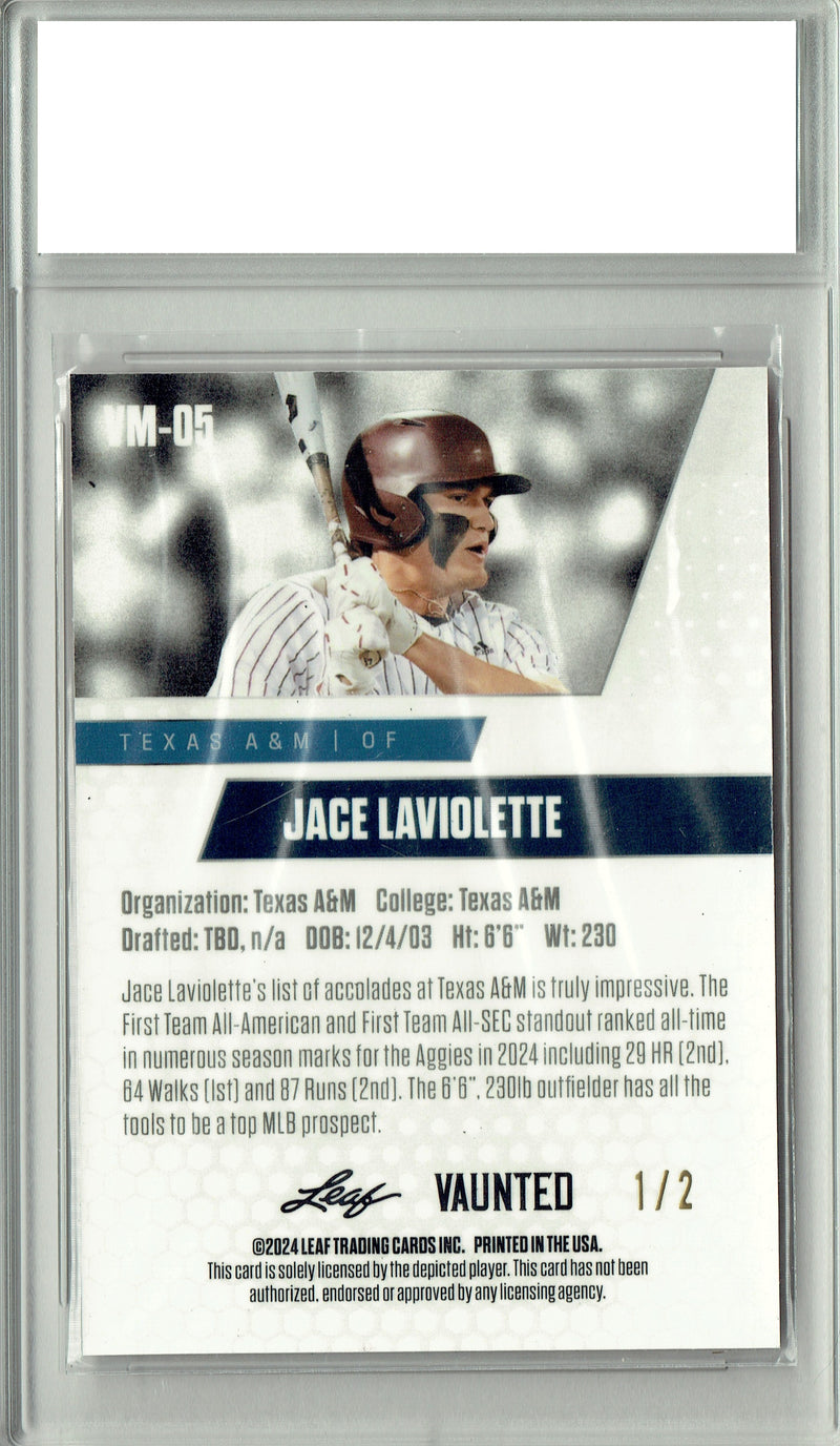 Jace LaViolette 2024 Leaf Vaunted Metal #VM-05 Red Only 2 Made Rookie Card PGI 10