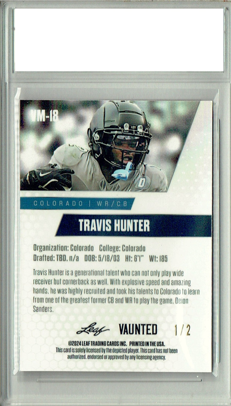 Travis Hunter 2024 Leaf Vaunted Metal #VM-18 Red The #1 of 2 Made Rookie Card PGI 10