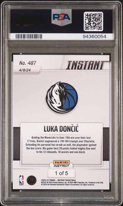 PSA 10 Luka Doncic 2023 Panini Instant #487 Versicolor The #1/5 Rare Trading Card