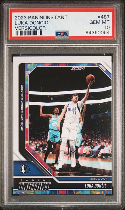 PSA 10 Luka Doncic 2023 Panini Instant #487 Versicolor The #1/5 Rare Trading Card