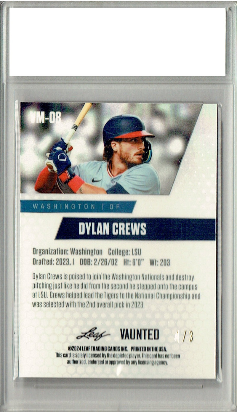 PGI 10 Dylan Crews 2024 Leaf Vaunted Metal #VM-08 Orange Only 3 Made Rookie Card