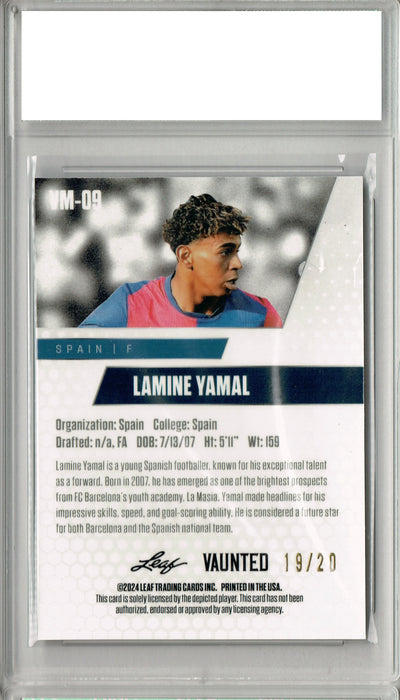 Lamine Yamal 2024 Leaf Vaunted Metal #VM-09 Blue 20 Made Rookie Card PGI 10
