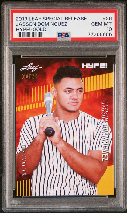 Jasson Dominguez 2019 Leaf HYPE! #26 Rookie Card Gold 20/25 PSA GEM-MT 10 (Gem Mint)