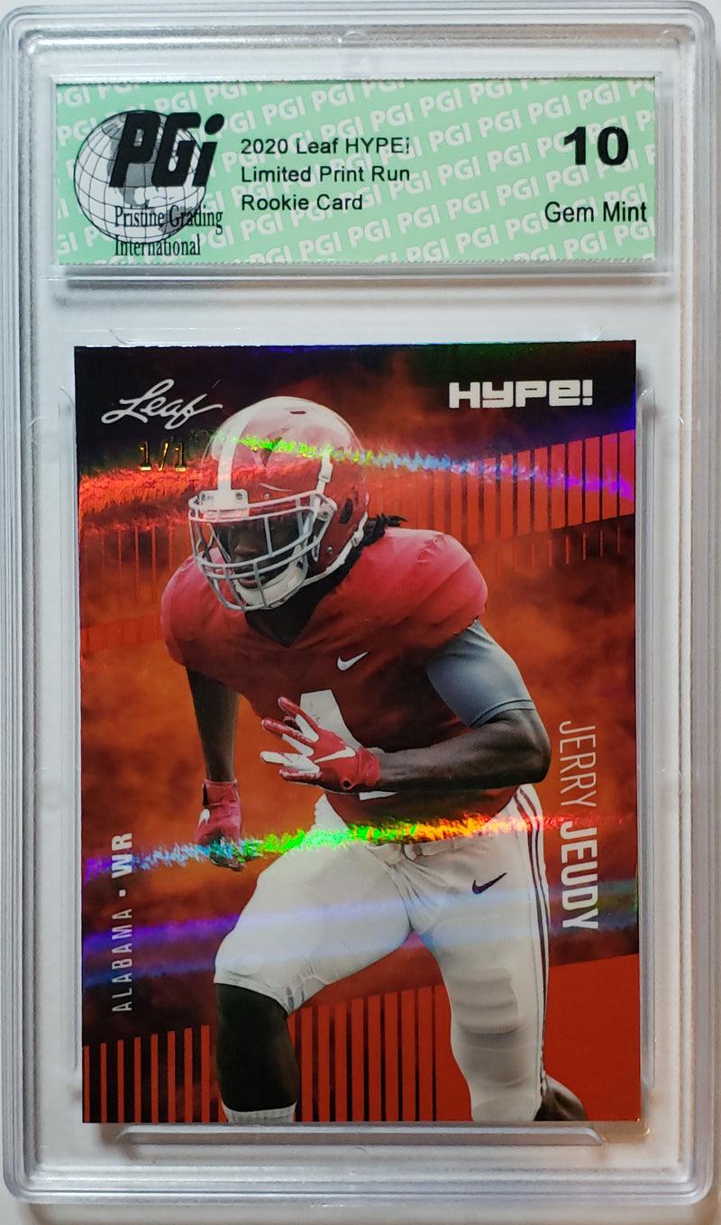 Jerry Jeudy Rookie Card Denver PGI 10 Gem Mint Football Trading Card 2020 Leaf HYPE! #31 Orange Shimmer 1/1