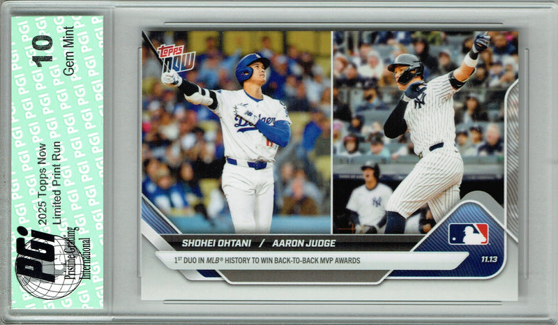 Aaron Judge & Shohei Ohtani 2025 #OS-9 Back-to-Back MVP Rare Trading Card PGI 10