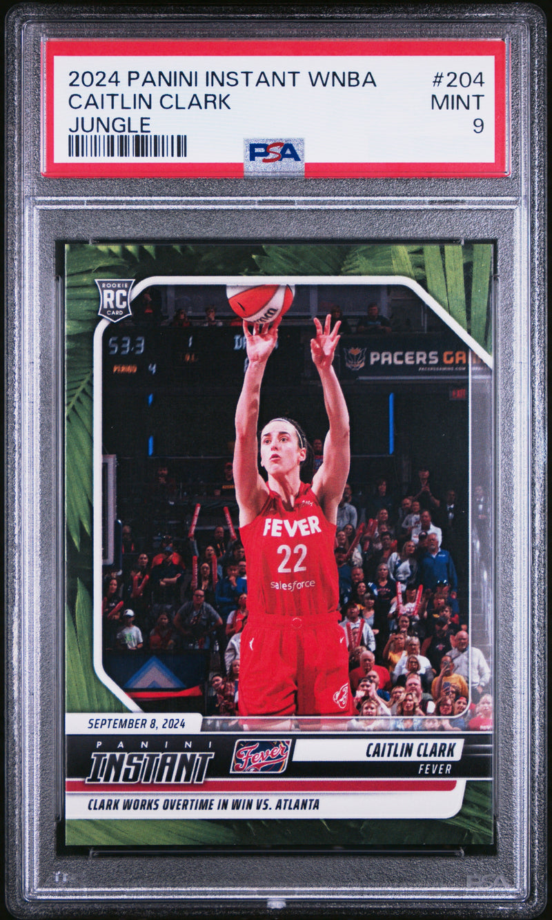 PSA 9 Caitlin Clark 2024 Panini Instant #204 Rare Jungle SP 25 Made Rookie Card Indiana Fever