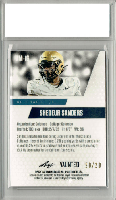 Certified Mint+ Shedeur Sanders 2024 Leaf Vaunted Metal #VM-16 Blue 20 Made Rookie Card Cleveland Browns