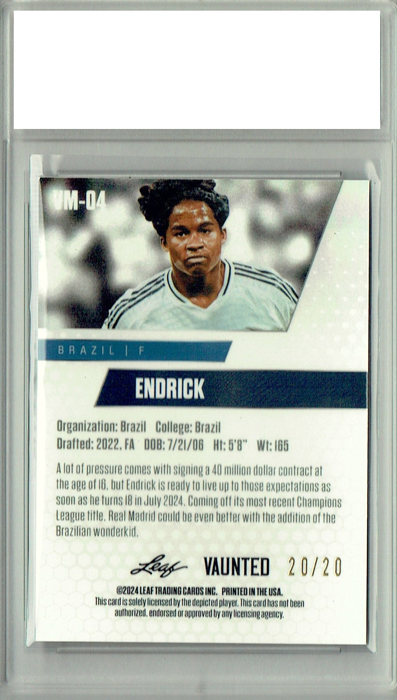 Certified Mint+ Endrick 2024 Leaf Vaunted Metal #VM-04 Blue 20 Made Rookie Card Real Madrid