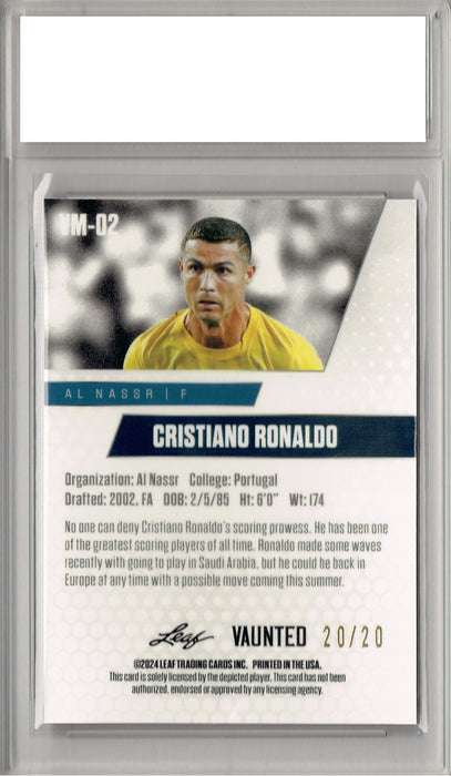 Cristiano Ronaldo 2024 Leaf Vaunted Metal #VM-02 Blue 20 Made Rare Trading Card PGI 10