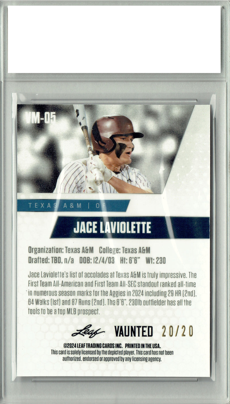 Jace LaViolette 2024 Leaf Vaunted Metal #VM-05 Blue 20 Made Rookie Card PGI 10
