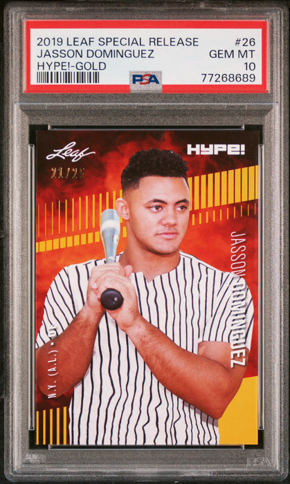 Jasson Dominguez 2019 Leaf HYPE! #26 Rookie Card Gold 21/25 PSA GEM-MT 10 (Gem Mint)