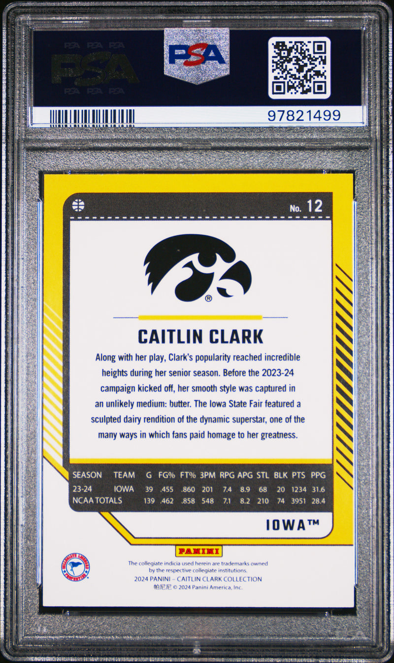 PSA 10 2024 Panini Caitlin Clark Collection #12 Pointd Stars 210/299 Rookie Card Iowa Hawkeyes