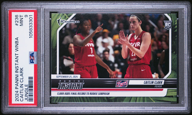 PSA 9 Caitlin Clark 2024 Panini Instant #236 Jungle #21/25 Rookie Card Indiana Fever
