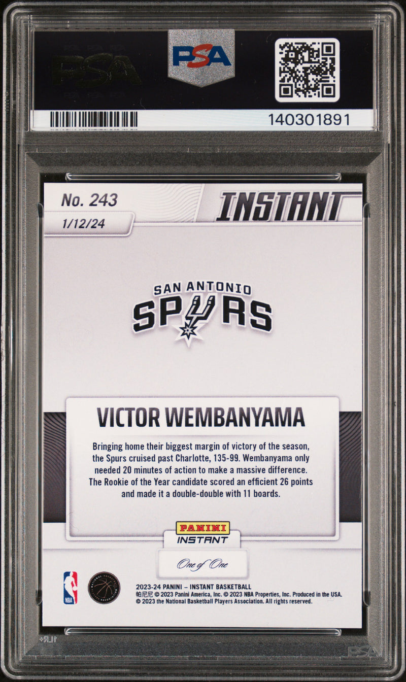 PSA 6 Victor Wembanyama 2023 Panini Instant #243 Black 1 of 1 Rookie Card