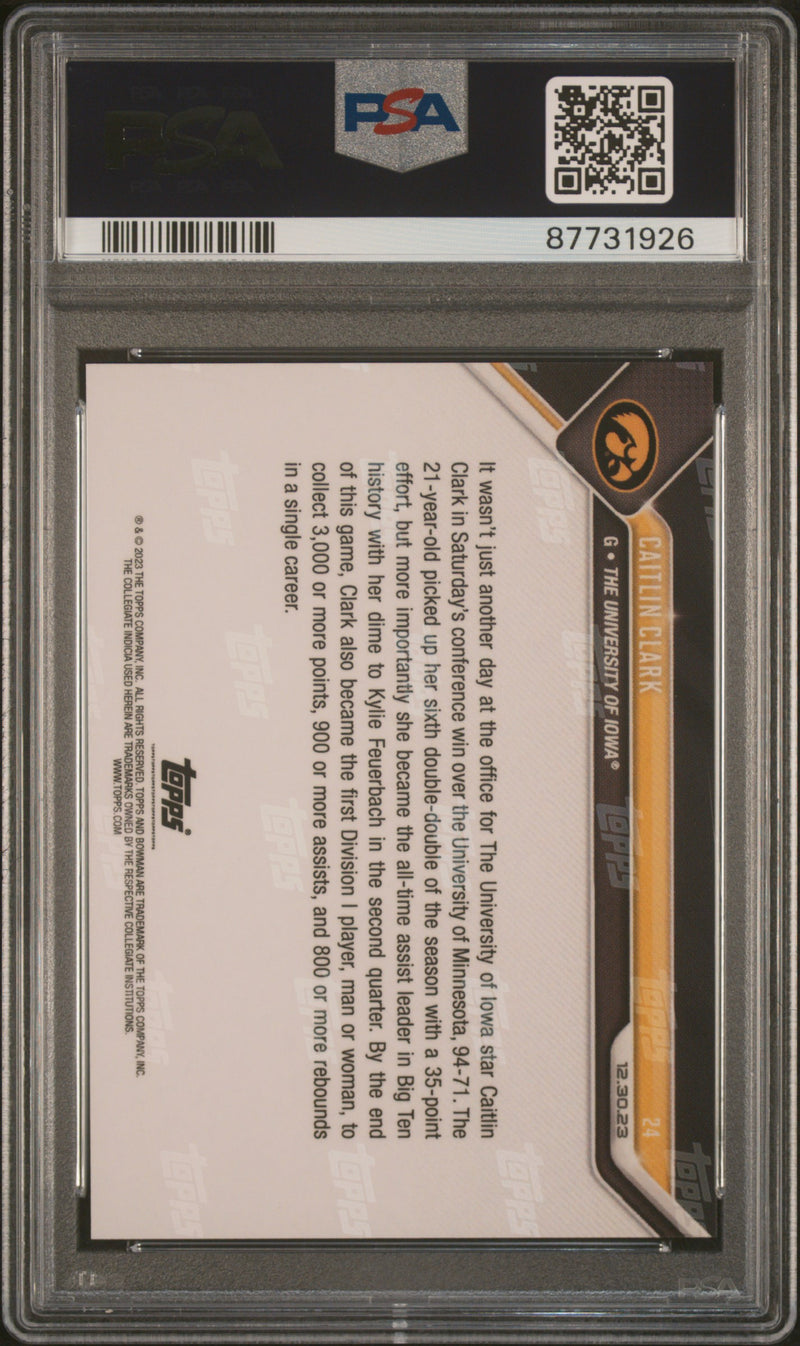 PSA 10 Caitlin Clark 2023 Bowman University Now #24 All-Time Assists Rookie Card