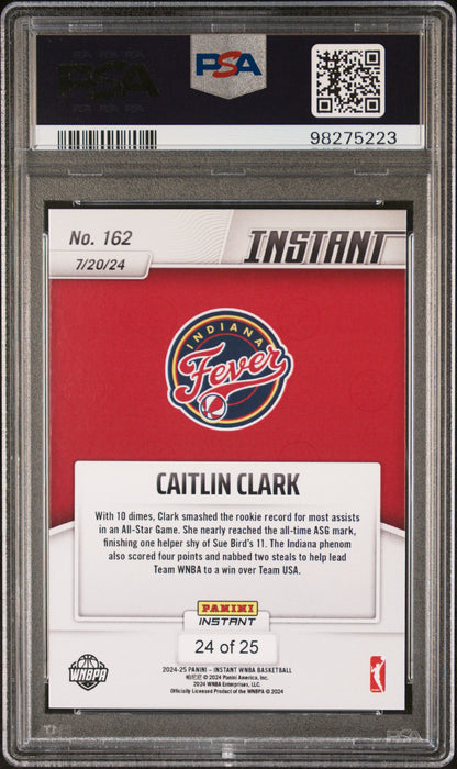 PSA 10 Caitlin Clark 2024 Panini Instant #162 Jungle SP #24/25 Made Rookie Card