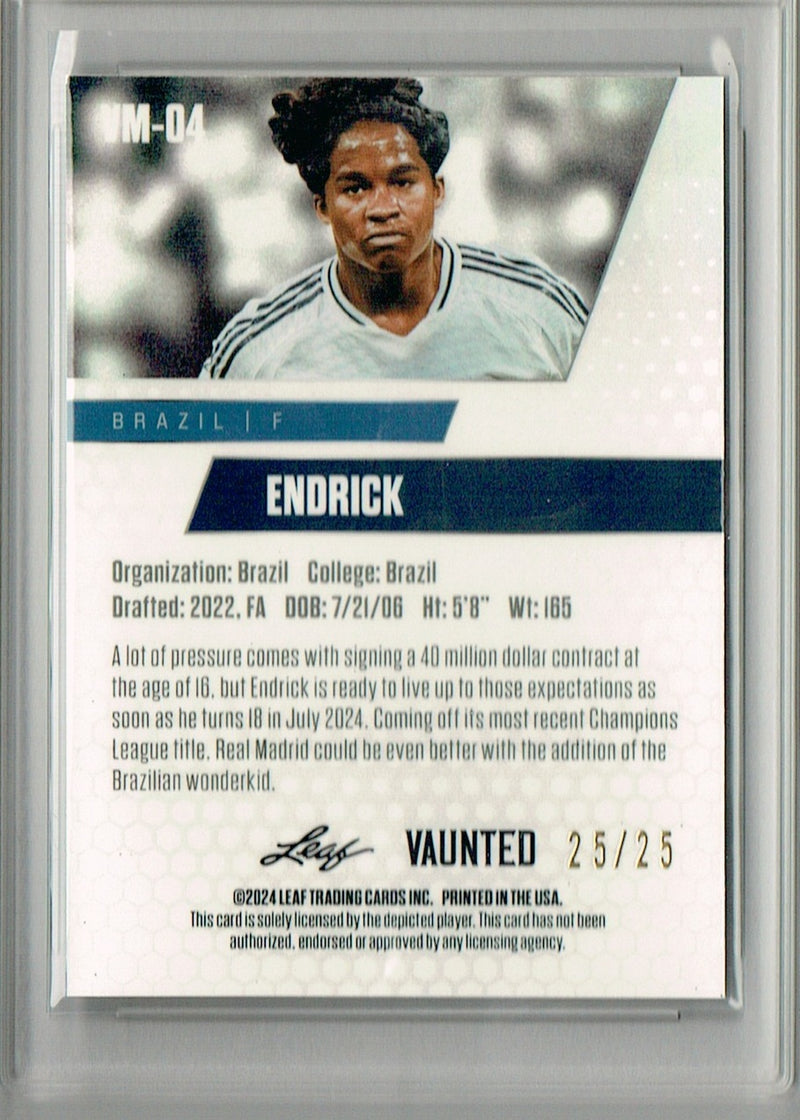 Certified Mint+ Endrick 2024 Leaf Vaunted Metal #VM-04 Silver 25 Made Rookie Card Real Madrid