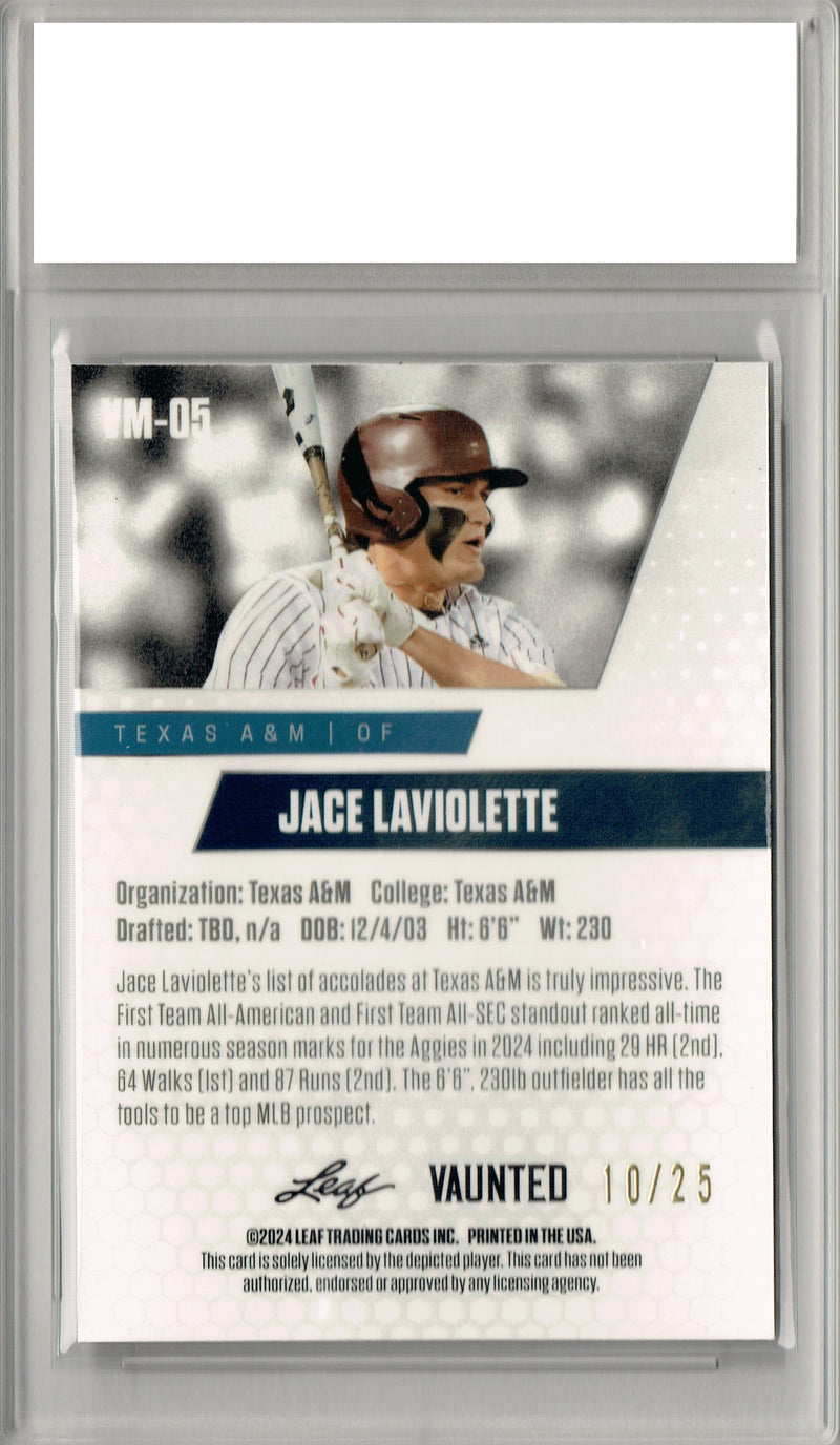 Jace LaViolette 2024 Leaf Vaunted Metal #VM-05 Silver 25 Made Rookie Card PGI 10