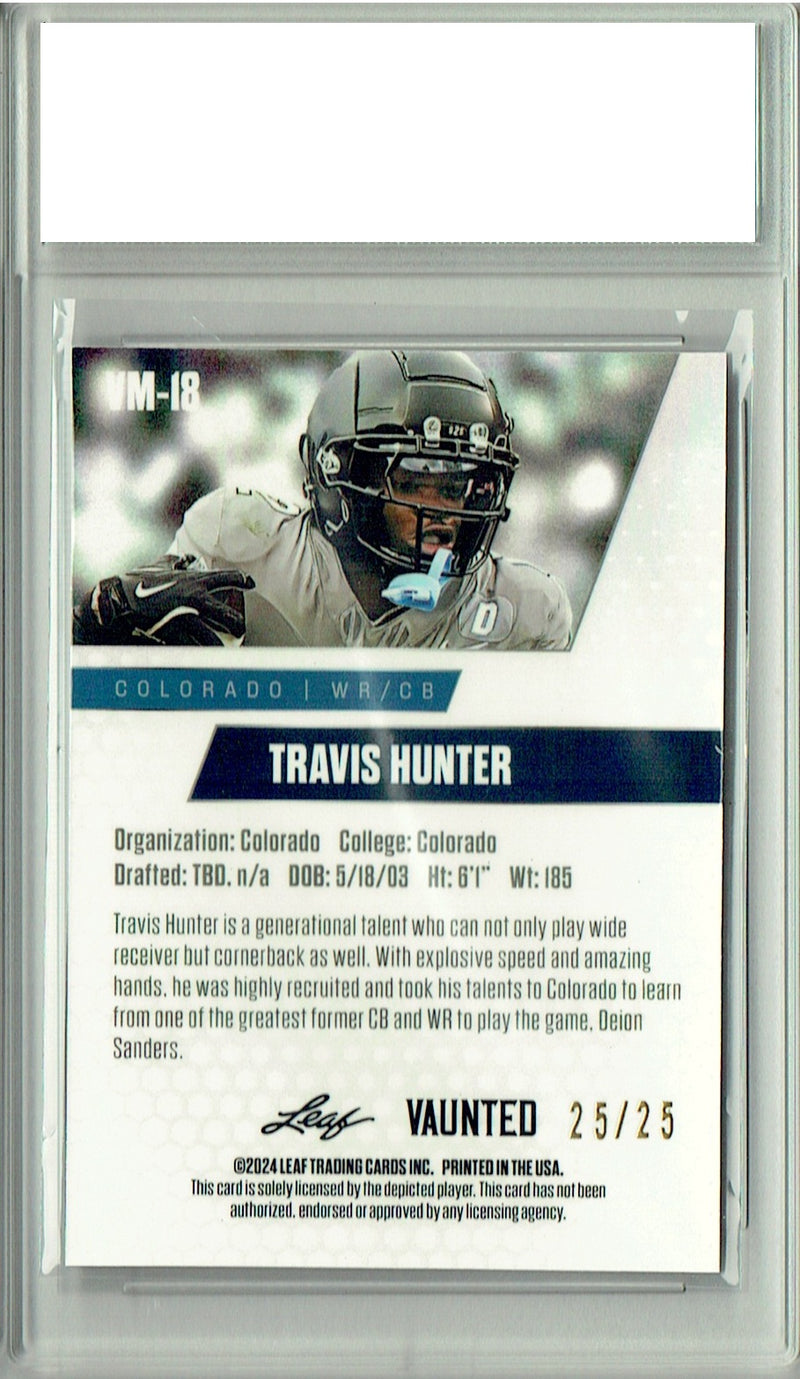 Travis Hunter Rookie Card Jacksonville Football Trading Card 2024 Leaf Vaunted Metal #VM-18 Silver 25 Made  Certified Mint+