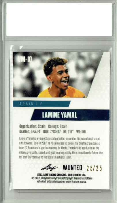 Lamine Yamal 2024 Leaf Vaunted Metal #VM-10 Silver 25 Made Rookie Card PGI 10