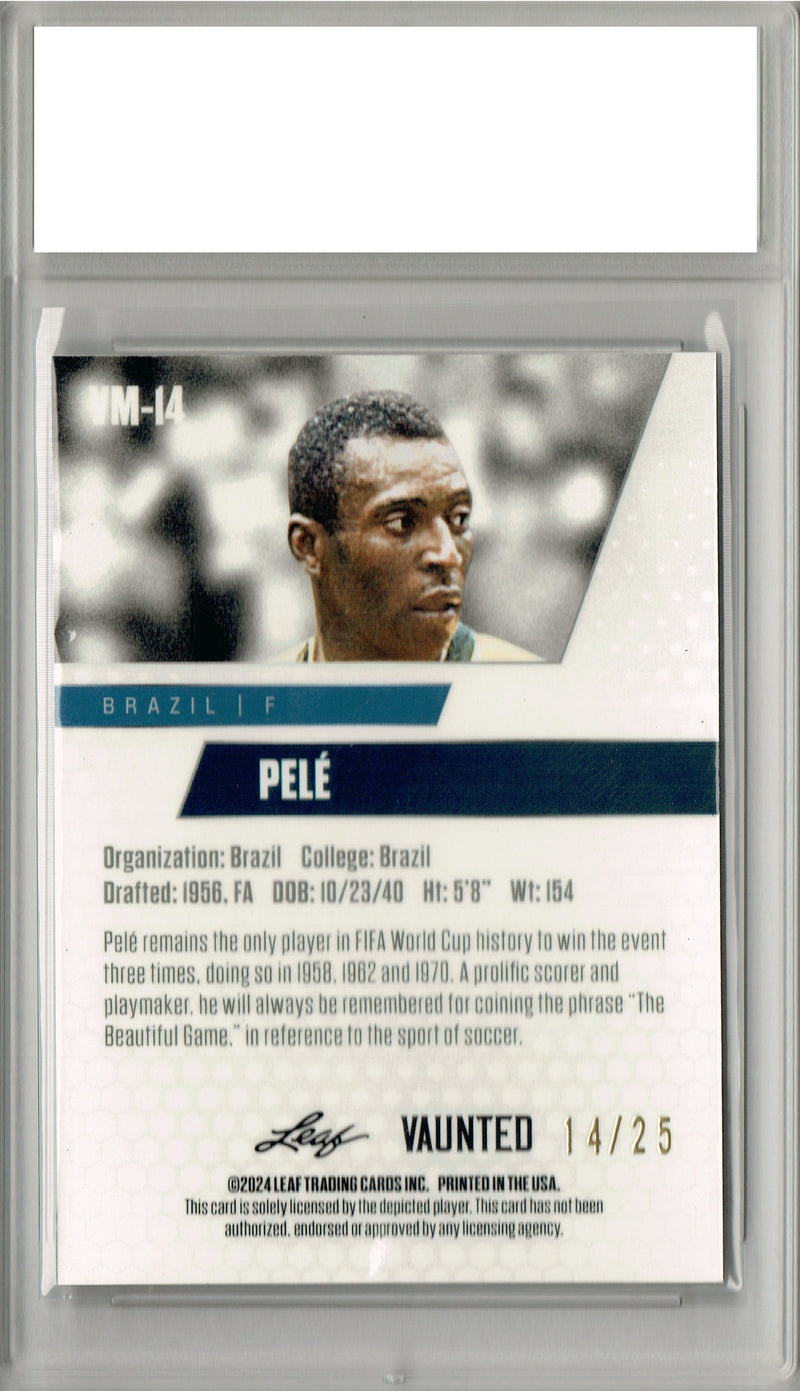 Pele 2024 Leaf Vaunted Metal #VM-14 Silver 25 Made Rare Trading Card PGI 10
