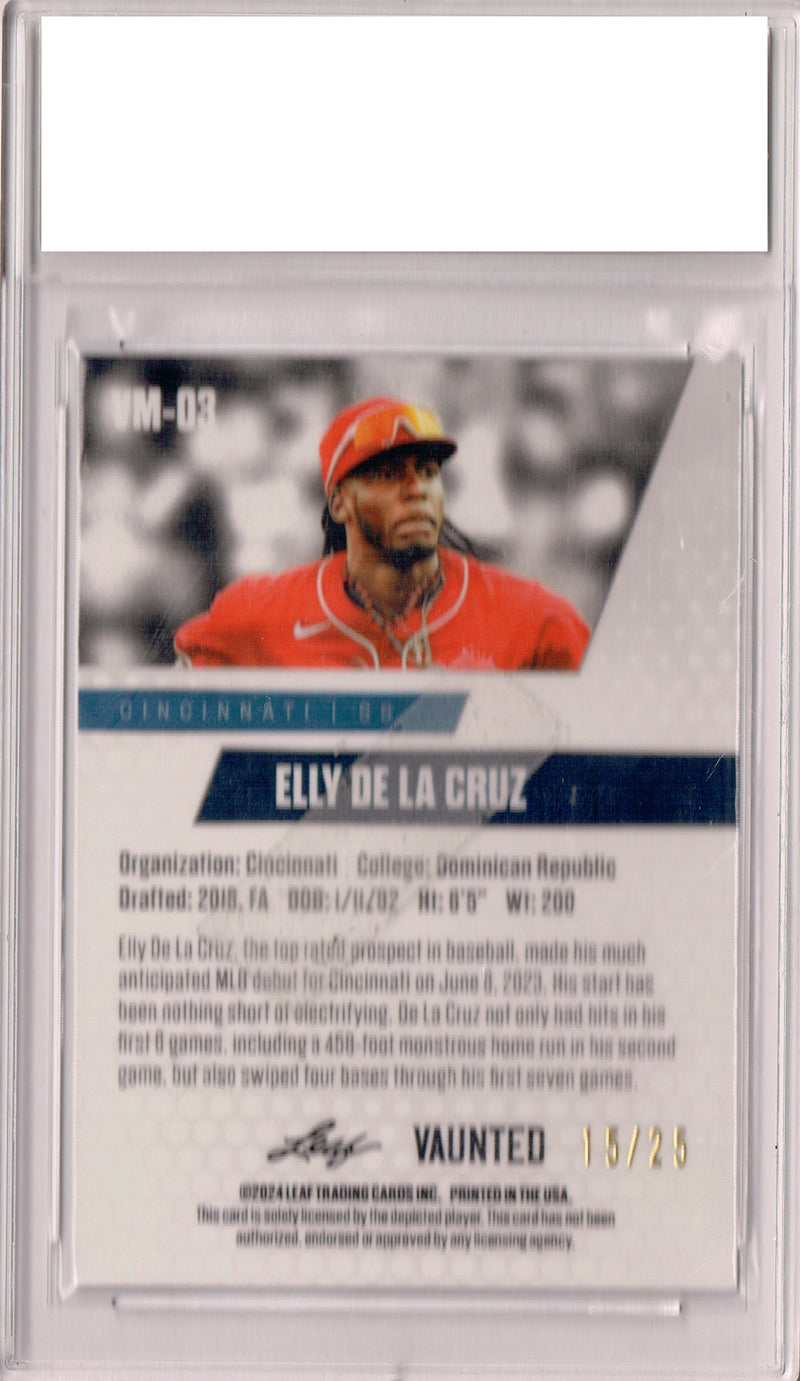 PGI 10 Elly De La Cruz 2024 Leaf Vaunted Metal #VM-03 Silver 25 Made Rookie Card