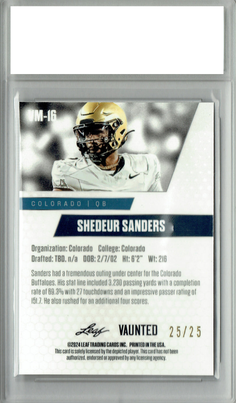 Shedeur Sanders Rookie Card Cleveland Football Trading Card 2024 Leaf Vaunted Metal #VM-16 Silver 25 Made  Certified Mint+