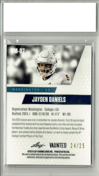 Certified Mint+ Jayden Daniels 2024 Leaf Vaunted Metal #VM-07 Silver 25 Made Rookie Card Washington Commanders