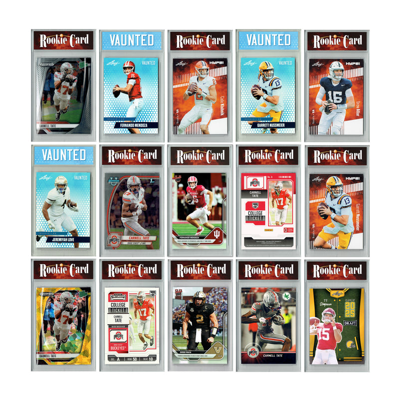 LOADED! 2026 NFL Football Draft Collector's Box: 4 Certified Mint+ Rookie Cards - Fernando Mendoza, Jeremiyah Love, Ty Simpson, Carson Beck, Carnell Tate, Garett Nussmeir and more
