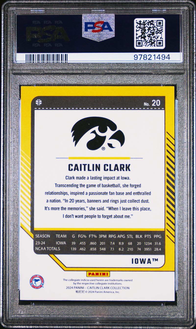 PSA 10 2024 Panini Caitlin Clark Collection #19 Vortex #273/299 Rookie Card Iowa Hawkeyes