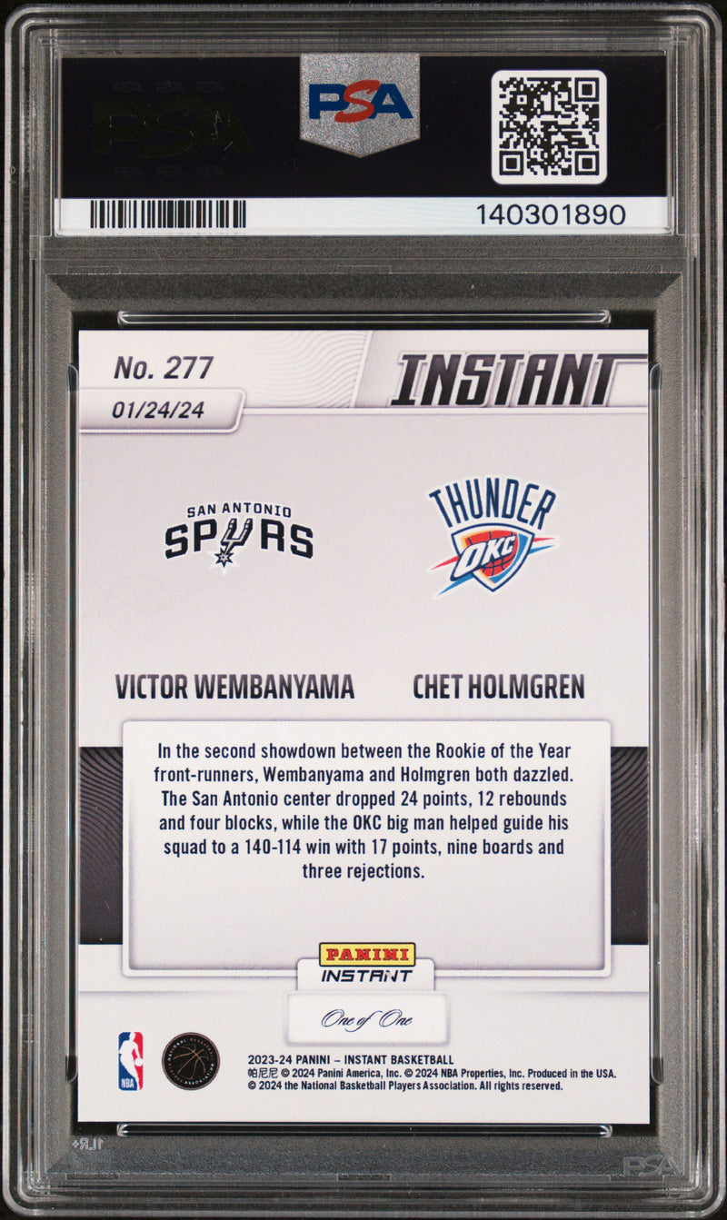 PSA 8 Victor Wembanyama 2023 Panini Instant #277 Black 1 of 1 Rookie Card