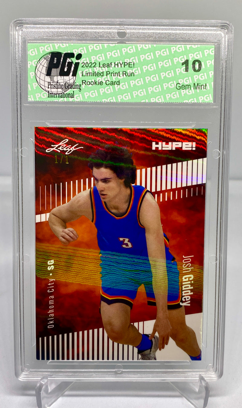 Josh Giddey 2022 Leaf HYPE! #74 White Shimmer 1 of 1 Rookie Card PGI 10