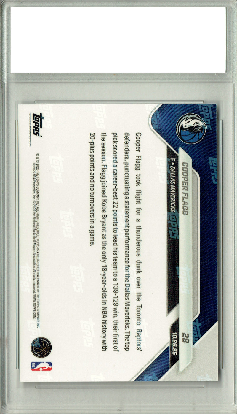 Certified Mint+ Cooper Flagg 2025 Topps Now #28 Poster Slam Rookie Card Dallas Mavericks