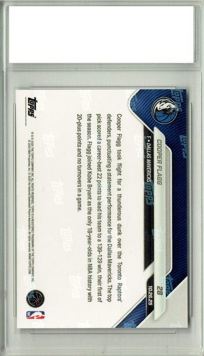 Certified Mint+ Cooper Flagg 2025 Topps Now #28 Poster Slam Rookie Card Dallas Mavericks