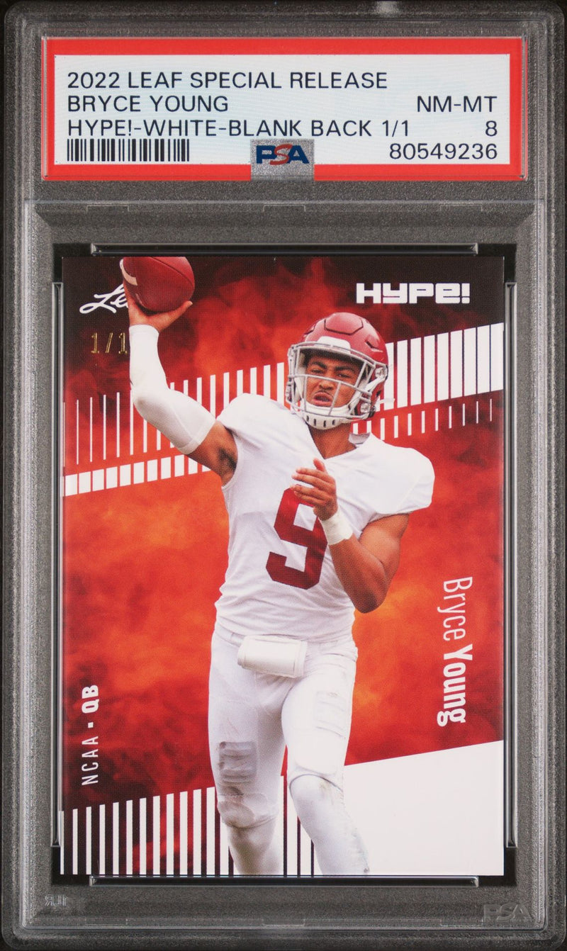 Bryce Young PSA 8 2022 Leaf Hype! #80A White Blank Back 1/1 Rookie Card Carolina Panthers