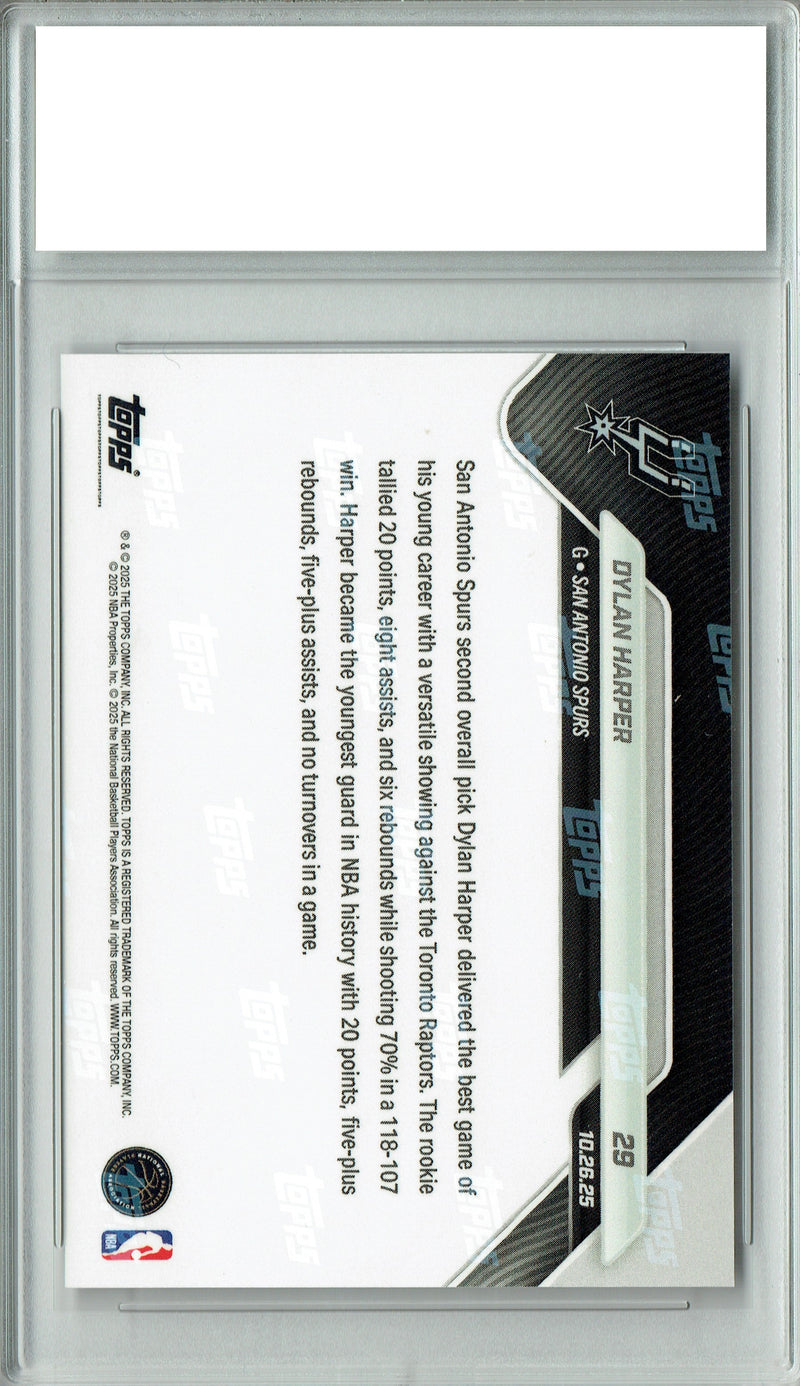 Certified Mint+ Dylan Harper 2025 Topps Now #29 Dylan Harper Rookie Card San Antonio Spurs