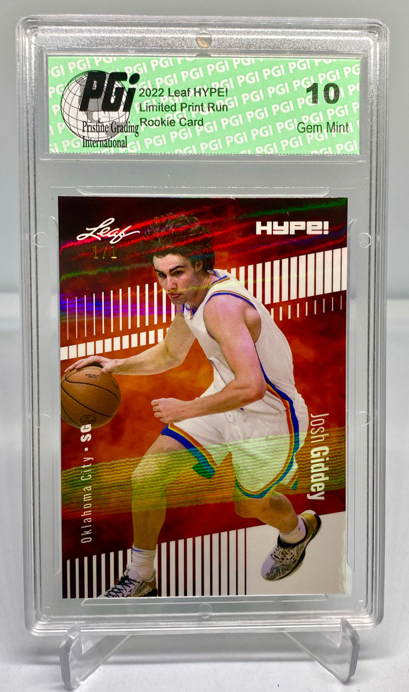 Josh Giddey 2022 Leaf HYPE! #74A White Shimmer 1 of 1 Rookie Card PGI 10