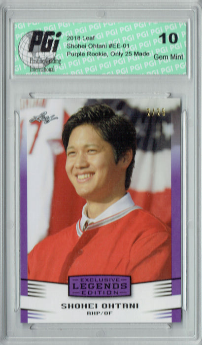 Shohei Ohtani 2018 Leaf Legends #EE-01 Purple SP ONLY 25 Made Rookie Card PGI 10