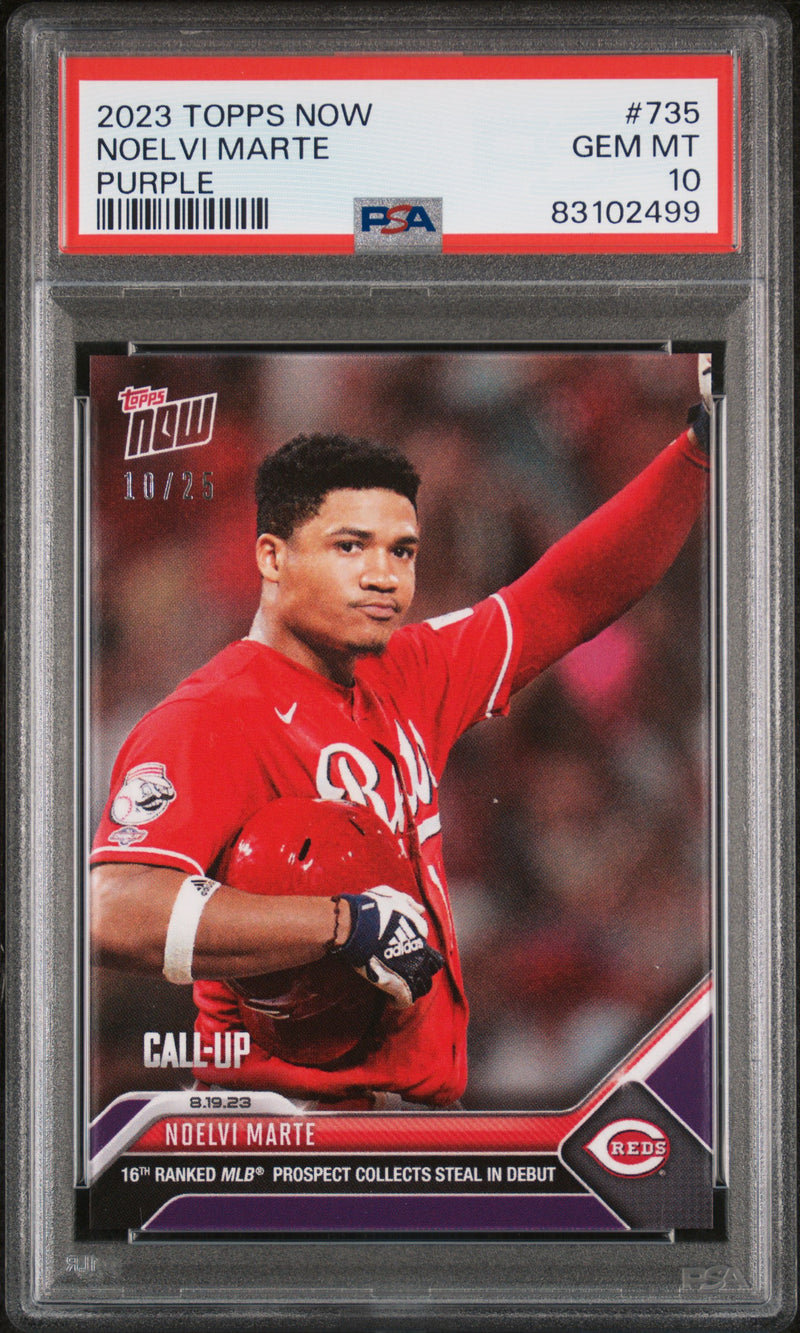 NoelVI Marti PSA 10 2023 Topps Now #735 Rookie Card Purple SP #10/25