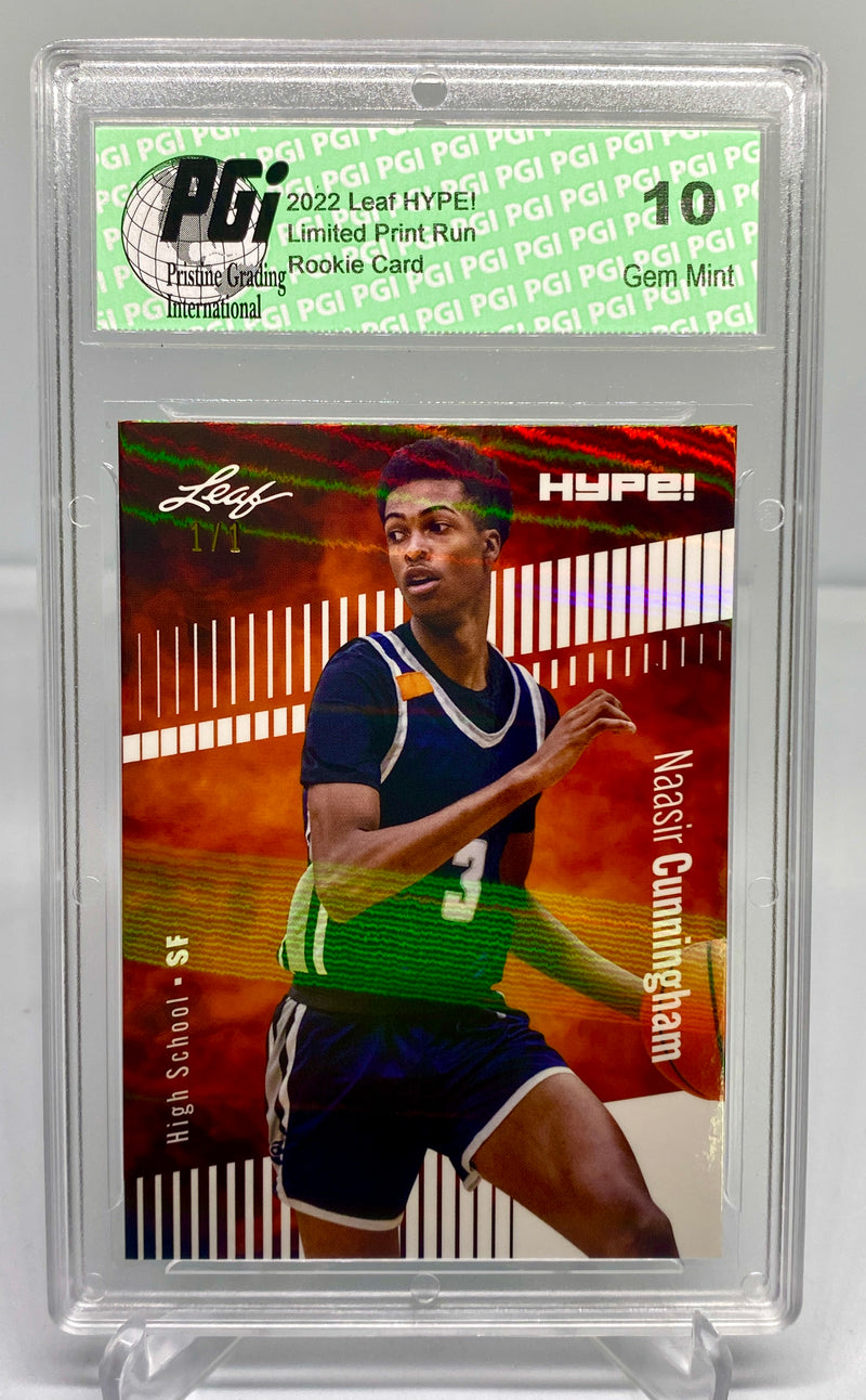 Naasir Cunningham 2022 Leaf HYPE! #73 White Shimmer 1 of 1 Rookie Card PGI 10