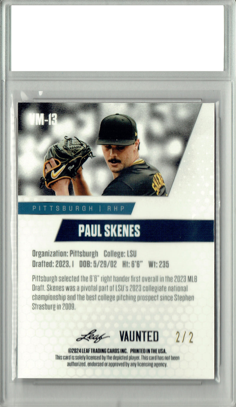 Certified Mint+ Paul Skenes 2024 Leaf Vaunted Metal #VM-13 Red #2 of 2 Made Rookie Card Pittsburgh Pirates