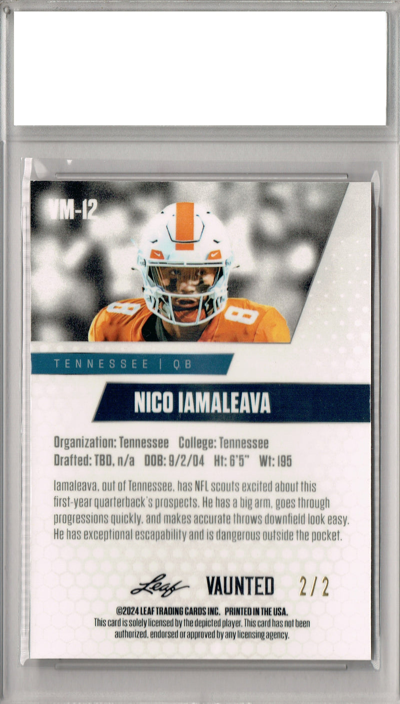 Nico Iamaleava Rookie Card Tennessee Football Trading Card 2024 Leaf Vaunted Metal #VM-12 Red Only 2 Made  Certified Mint+