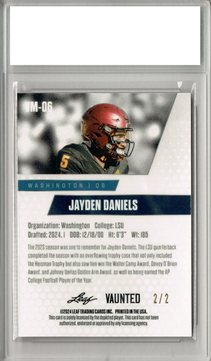 Jayden Daniels Rookie Card Washington Football Trading Card 2024 Leaf Vaunted Metal #VM-06 Red Only 2 Made  Certified Mint+