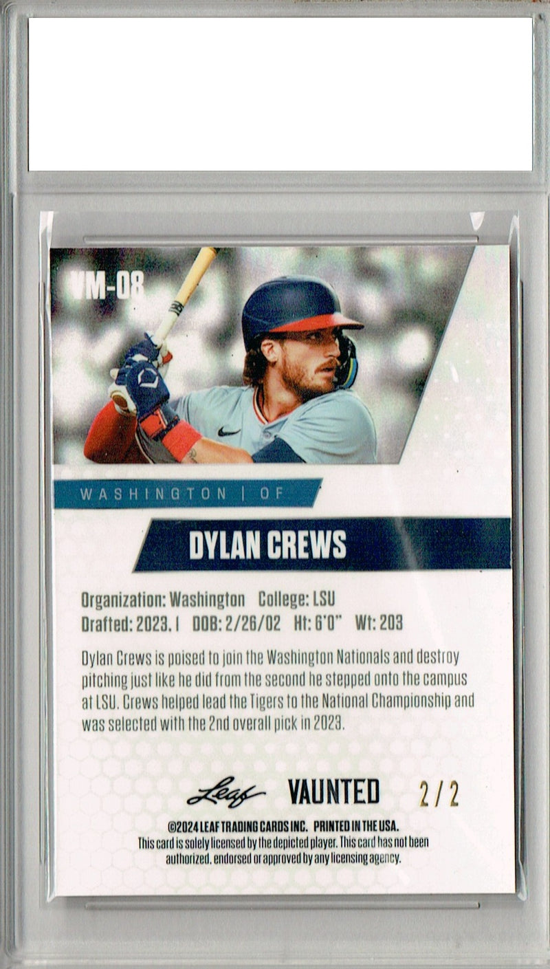 Certified Mint+ Dylan Crews 2024 Leaf Vaunted Metal #VM-08 Red #2 of 2 Made Rookie Card Washington Nationals
